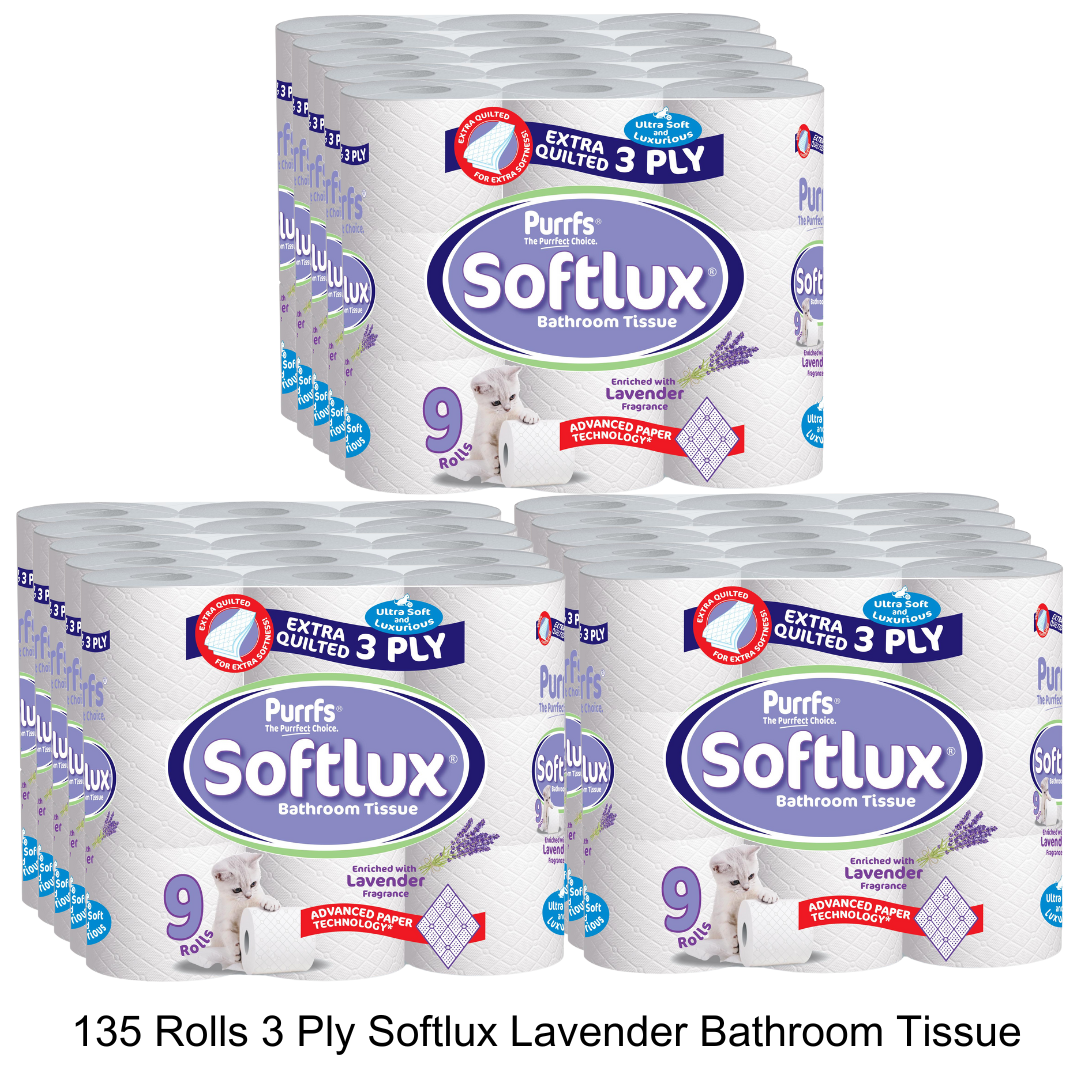 135 Softlux Toilet Rolls 3 Ply Bathroom Tissue Paper 45 x 3 135 Rolls Lavender Scented Wipes Toilet Tissue Cheap 135 Softlux Toilet Rolls 3 Ply Bathroom Tissue Paper 45 x 3 135 Rolls Lavender Scented Wipes Toilet Tissue Cheap